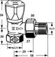 Eckventil aus vernickeltem Rotguss mit Handrad und mehreren Anschlussgewinden. Produkt von IMI Hydronic Engineering zur Regelung von Heizungswasser.
